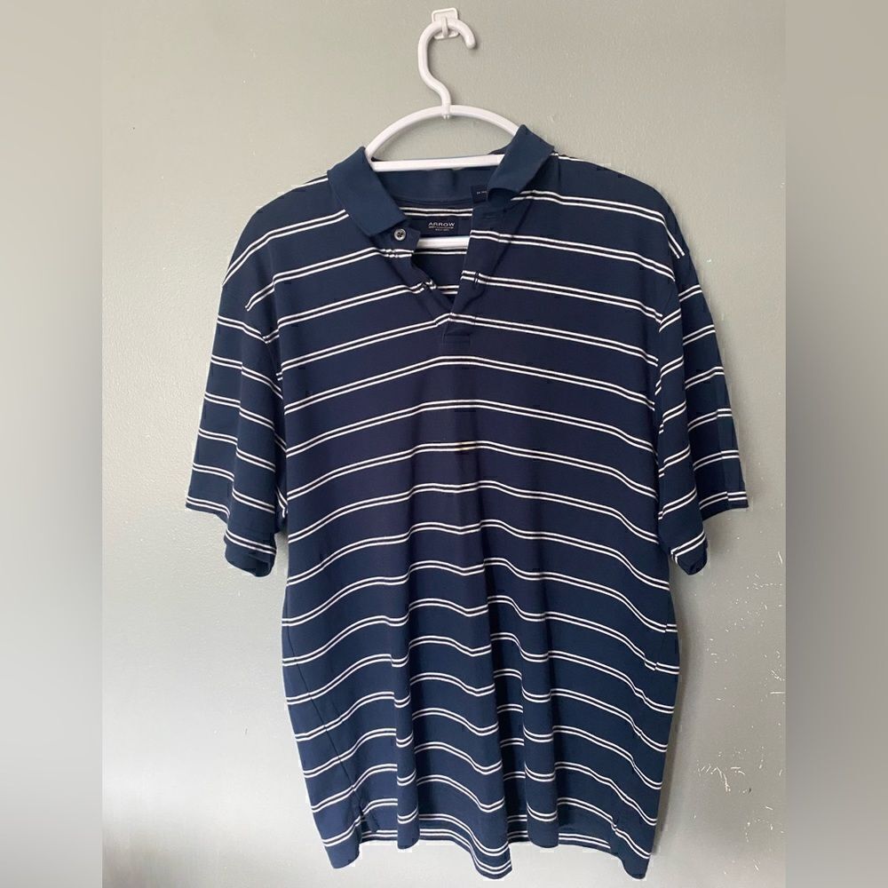 Arrow Polo shirt navy/white stripes size Large